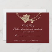Invitation Réponse Burgundy Maroon Gold Couronne Fleurie Mari (Devant)