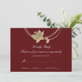 Invitation Réponse Burgundy Marron Or Couronne Fleurie Mariag (Debout devant)