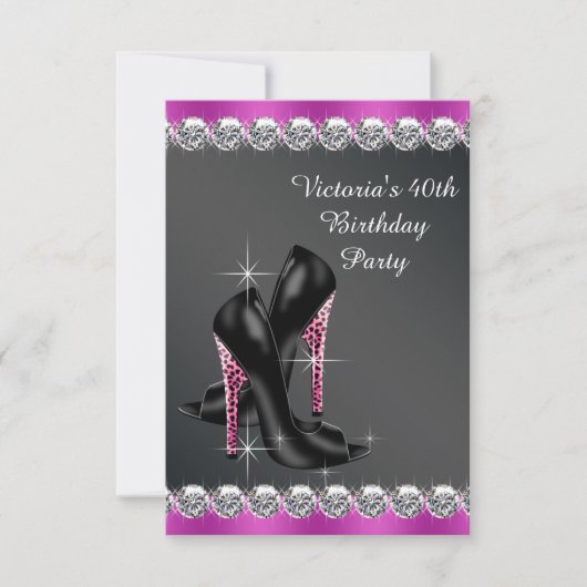 Invitation Réponse chic fuchsia pour la fête d'anniversaire d (Devant)