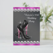 Invitation Réponse chic fuchsia pour la fête d'anniversaire d (Debout devant)