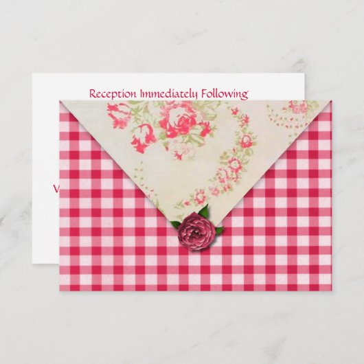 Invitation Réponse Chic Rose pour Réception de Mariage (Devant / Derrière)