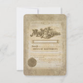 Invitation Réponse de Licence de Mariage à l'ancienne (Dos)