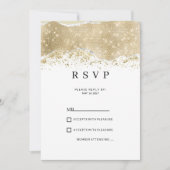 Invitation Réponse de luxe blanche avec paillettes argent et (Devant)