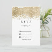 Invitation Réponse de luxe blanche avec paillettes argent et (Debout devant)