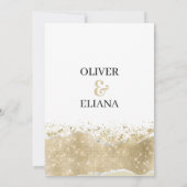 Invitation Réponse de luxe blanche avec paillettes argent et (Dos)