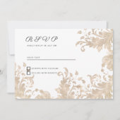 Invitation Réponse de luxe chic or blanc dentelle florale (Devant)