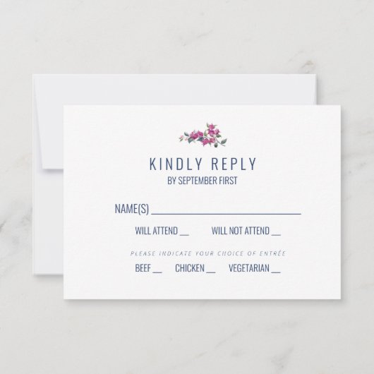 Invitation Réponse de mariage à clé grecque bleu méditerranée (Dos)