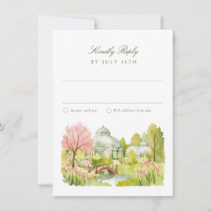 Invitation Réponse de mariage à l'aquarelle du jardin botaniq