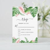 Invitation Réponse de mariage à l'aquarelle florale de palmie (Debout devant)