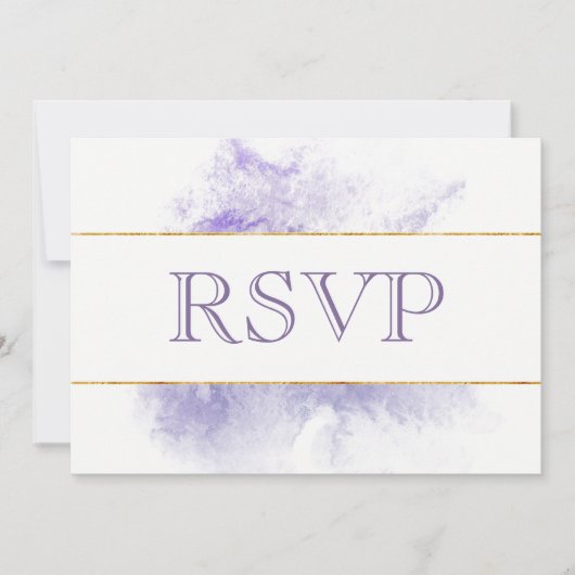 Invitation Réponse de mariage à l'aquarelle Lavande et Pavot (Devant)