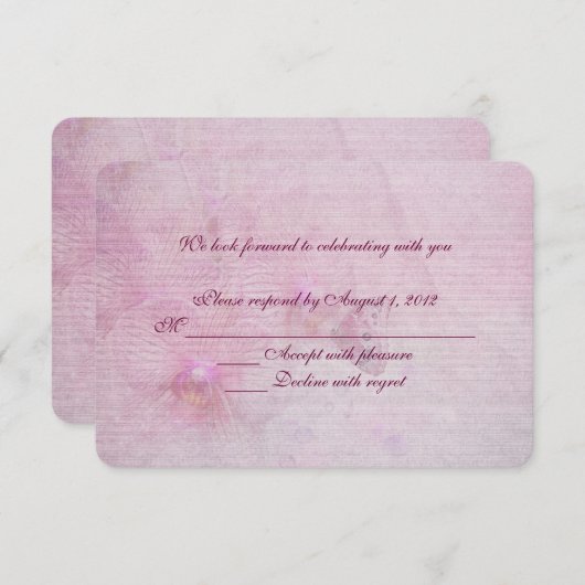 Invitation réponse de mariage à l'orchidée rose (Devant / Derrière)