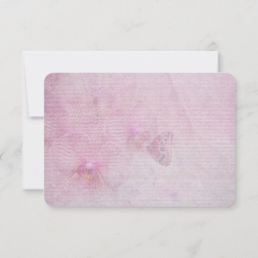 Invitation réponse de mariage à l'orchidée rose (Dos)