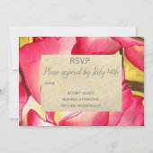 Invitation Réponse de mariage à thème rose rose art rustique (Devant)