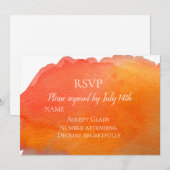 Invitation Réponse de mariage aquarelle moderne orange RSVP (Devant / Derrière)
