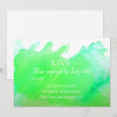Invitation Réponse de mariage aquarelle verte moderne RSVP (Devant / Derrière)