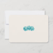 Invitation Réponse de mariage aux roses aquarelles sarcelle (Dos)