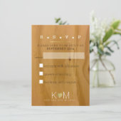 Invitation réponse de mariage avec grains de bois rustique (Debout devant)