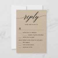 Réponse de mariage avec options de menu Kraft écri