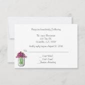Invitation Réponse de Mariage avec Pot Mason de Fleurs (Dos)