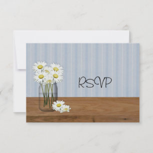Invitation Réponse de mariage avec pot Mason de marguerites