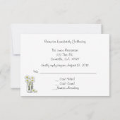Invitation Réponse de mariage avec pot Mason de marguerites (Dos)