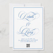 Invitation Réponse de mariage bleu et blanc (Dos)