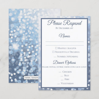 Invitation Réponse de mariage bleu glacé d'hiver