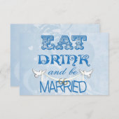 Invitation Réponse de mariage bleu moderne (Devant / Derrière)