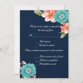 Invitation Réponse de mariage botanique floral bleu et rose (Devant)