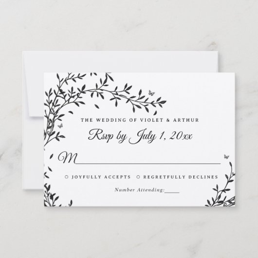 Invitation Réponse de mariage Charme de la forêt (Devant)