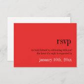Invitation Réponse de mariage chic typographie rouge noir (Devant / Derrière)