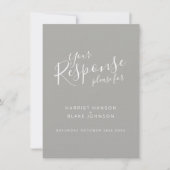 Invitation Réponse de mariage cœur blanc gris (Devant)