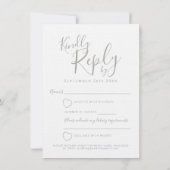 Invitation Réponse de mariage cœur blanc gris RSVP (Dos)