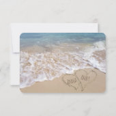 Invitation réponse de mariage - cœurs de plage dans le sable (Dos)
