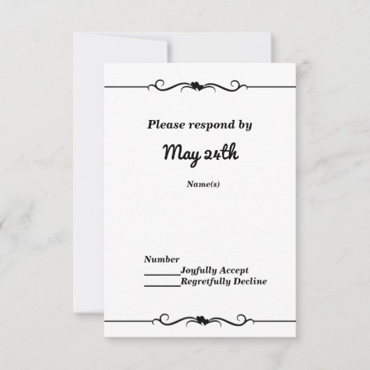 Invitation Réponse de mariage Cœurs Doubles Noir & Blanc (Devant)