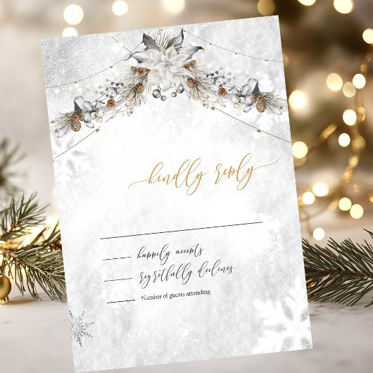 Invitation Réponse de mariage Cônes de pin Fleur d'hiver