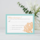 Invitation Réponse de mariage corail | RSVP de mariage tropic (Debout devant)
