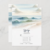 Invitation Réponse de mariage côtier rustique aux vagues de p (Devant / Derrière)