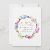 Invitation Réponse de mariage couronne de fleurs boho plume t (Devant)