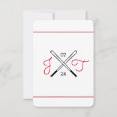 Invitation Réponse de mariage d'amour de baseball (Dos)