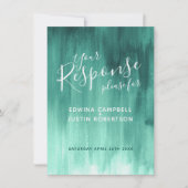 Invitation Réponse de mariage d'art abstrait émeraude RSVP (Devant)