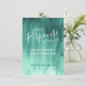 Invitation Réponse de mariage d'art abstrait émeraude RSVP (Debout devant)
