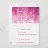 Invitation Réponse de mariage d'art moderne rose foncé abstra (Dos)