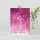 Invitation Réponse de mariage d'art moderne rose foncé abstra (Debout devant)