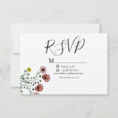 Invitation Réponse de mariage de botanique de verdure brodée  (Devant)