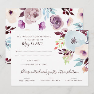 Invitation Réponse de mariage de jardin à l'aquarelle