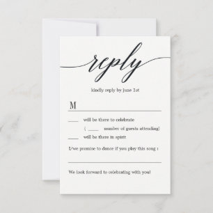Invitation Réponse de Mariage de Script Moderne sans Options 