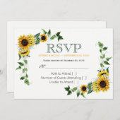 Invitation Réponse de mariage de tournesol d'automne floral d (Devant / Derrière)