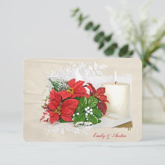 Invitation Réponse de mariage des fêtes de Noël (Debout devant)