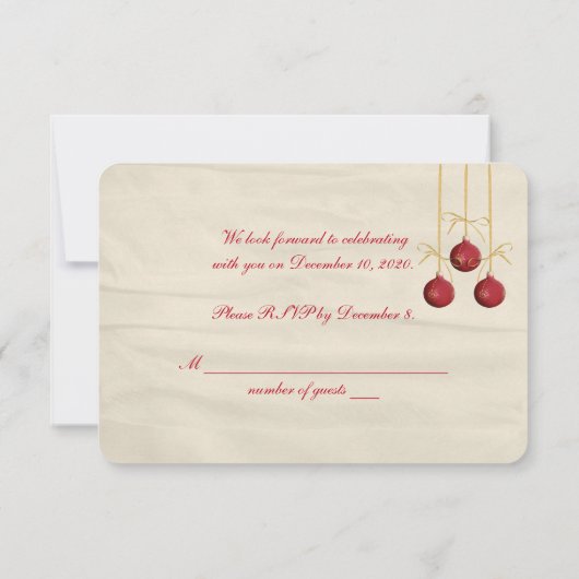 Invitation Réponse de mariage des fêtes de Noël (Dos)